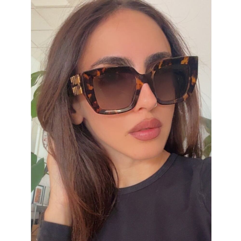 NEW Miu Miu MU B05S Havana Brown Square Sunglasses $578